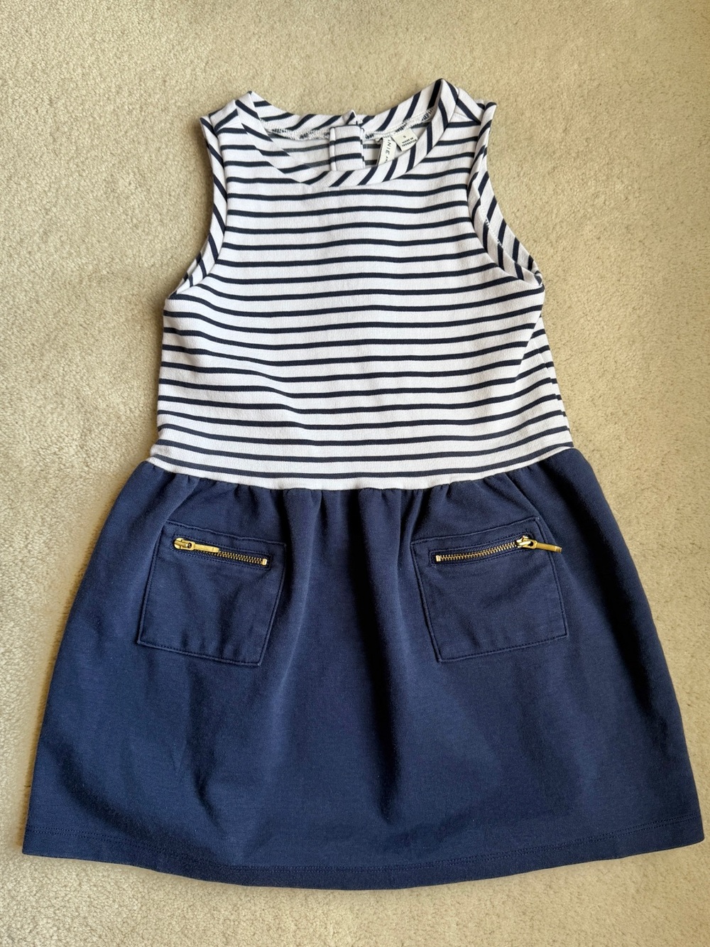 Janie and Jack Merchant Marine Striped Sleeveless Dress Navy White Girls Size 5